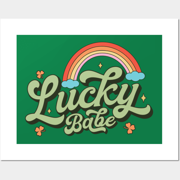 Retro Lucky Babe Rainbow St Patricks Day Wall Art by Fitastic